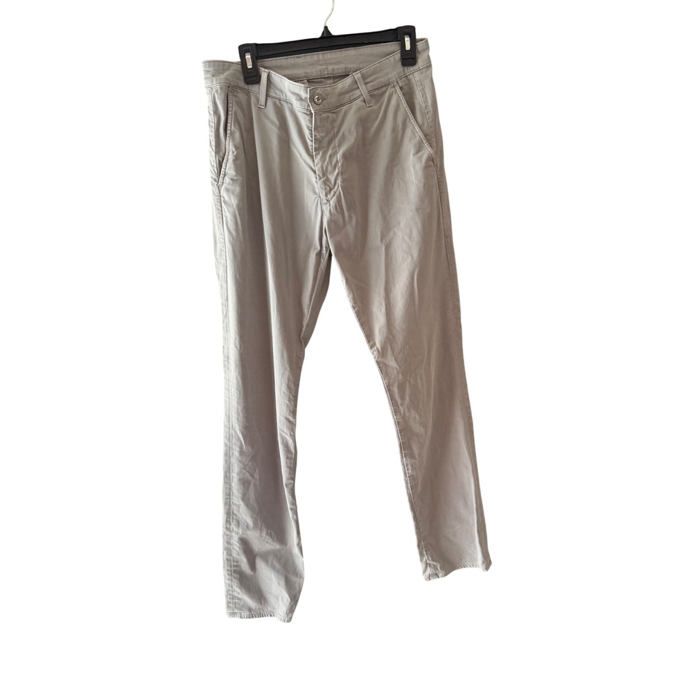 AG Adriano Goldschmied Mens 32R Light Grey Slim Chino Pants Cotton Stretch